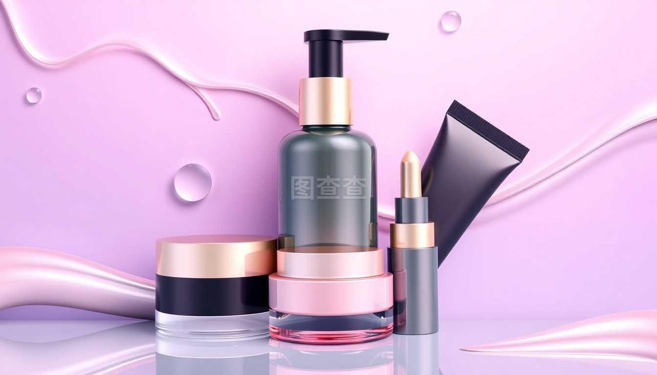 3D寫實矢量圖示 化妝品與保健食品廣告模板設(shè)計